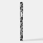 Coque iPhone 12 Motif Feuille tombé noir sur gris (Côté droit)