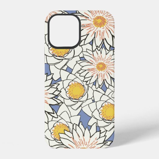 Coque iPhone 12 Motif fleurs lotus lis (Verso)