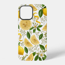 Motif floral botanique et citron pressé réaliste