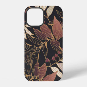 Coque iPhone 12 Motif floral sans couture avec des feuilles sur un