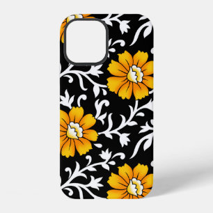 Coque iPhone 12 Motif floral sans couture avec fond noirart,b