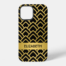 Motif géométrique Gold Black Art Déco Personnalise