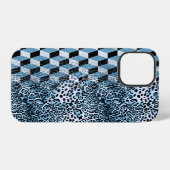 Coque iPhone 12 Motif géométrique léopard, design peau d'animal. (Verso Horizontal)