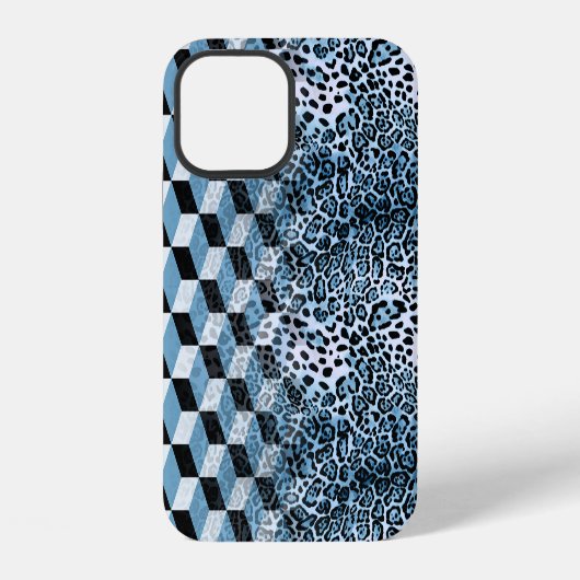 Coque iPhone 12 Motif géométrique léopard, design peau d'animal. (Verso)