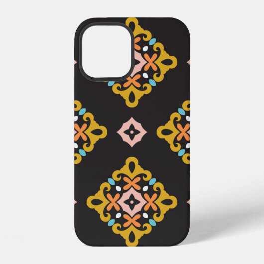 Coque iPhone 12 Motif géométrique sans couture. Conception de text (Verso)