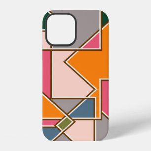 Coque iPhone 12 motif géométrique sans couture, lignes, orange, vi