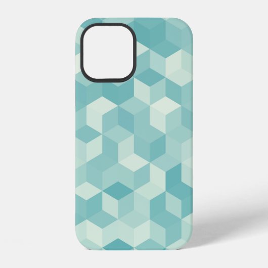 Coque iPhone 12 Motif hexagonal bleu clair sans couture (Verso)