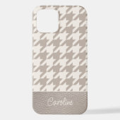 Coque iPhone 12 Motif Houndstooth Taupe Neutre Personnalisé (Verso)