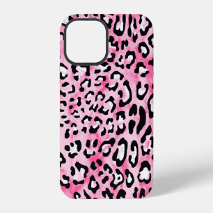 Coque iPhone 12 Motif léopard couleur rose blanc sans couture dess