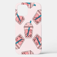 Motif lumineux sans couture bubble tea fruit été b