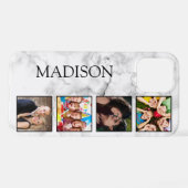 Coque iPhone 12 Motif Marbre blanc en pierre (Verso Horizontal)