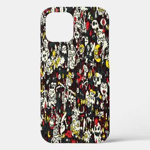 Coque iPhone 12 Motif Mini Doodle Halloween Vintage