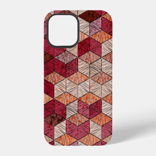 Coque iPhone 12 Motif patchwork brodé sans couture. Bohème. (Verso)