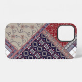 Coque iPhone 12 Motif patchwork sans couture sur patchwork marine, (Verso Horizontal)
