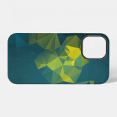 Coque iPhone 12 Motif Pyramide Abstrait bleu jaune (Verso Horizontal)