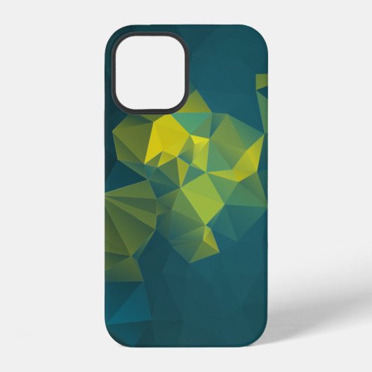 Coque iPhone 12 Motif Pyramide Abstrait bleu jaune (Verso)