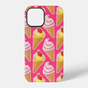 Coque iPhone 12 Motif rose kawaii avec glace à la fraise 