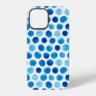 Coque iPhone 12 Motif sans couture à l'aquarelle avec des pois ble