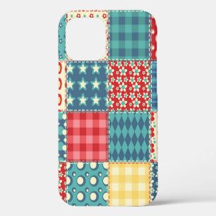 Coque iPhone 12 Motif sans couture. Arrière-groupe patchwork vinta