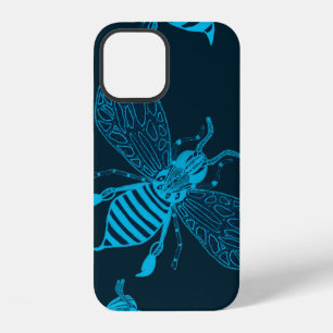 Coque iPhone 12 Motif sans couture avec abeilles dessinées à la ma