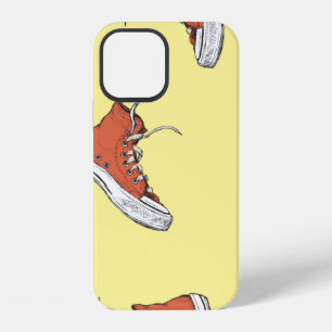 Coque iPhone 12 Motif sans couture avec baskets rouges vintage, dr