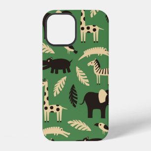Coque iPhone 12 Motif sans couture avec des animaux africains drôl