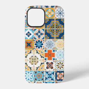 Coque iPhone 12 Motif sans couture avec des carreaux portugais. il