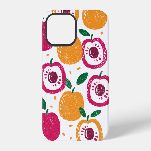Coque iPhone 12 Motif sans couture avec des fruits. Tampon texturé (Verso)