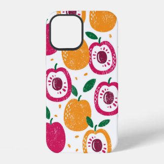 Coque iPhone 12 Motif sans couture avec des fruits. Timbre texturé