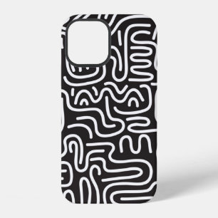 Coque iPhone 12 Motif sans couture avec des lignes ondulées doodle