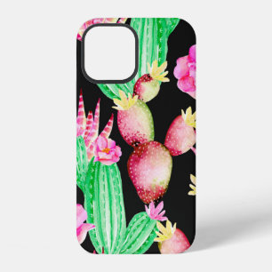 Coque iPhone 12 Motif sans couture avec des plantes succulentes. C