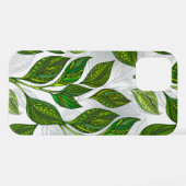 Coque iPhone 12 Motif sans couture avec Feuilles de thé vert (Verso Horizontal)