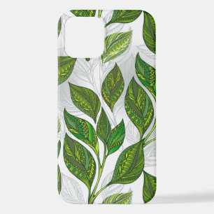 Coque iPhone 12 Motif sans couture avec Feuilles de thé vert