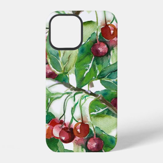 Coque iPhone 12 Motif sans couture Cerise (Verso)