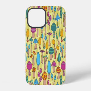 Coque iPhone 12 Motif sans couture de champignons magiques Doodle
