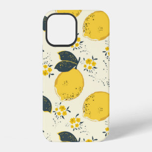 Coque iPhone 12 Motif sans couture de citrus avec un citron jaune 