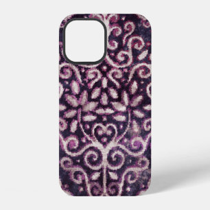 Coque iPhone 12 Motif sans couture de damas violet et brun clair d