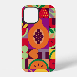 Coque iPhone 12 Motif sans couture de fruits rétro vintage. Abst