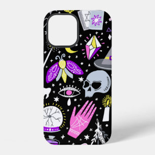 Coque iPhone 12 motif sans couture de sorcière magique vintage. Fo