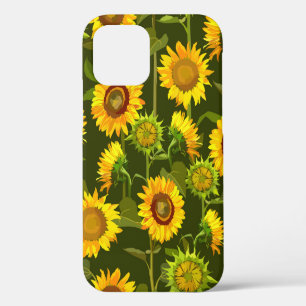 Coque iPhone 12 Motif sans couture de tournesols d'été