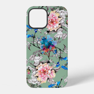 Coque iPhone 12 Motif sans couture dessiné à la main à l'aquarelle