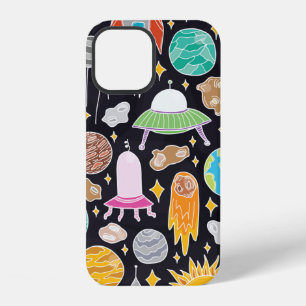 Coque iPhone 12 Motif sans couture dessiné à la main de style vint