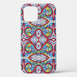 Coque iPhone 12 Motif sans fil Tribal Ornemental. Illustration.