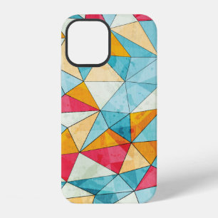 Coque iPhone 12 motif sans fin de triangles colorés vintage avec e
