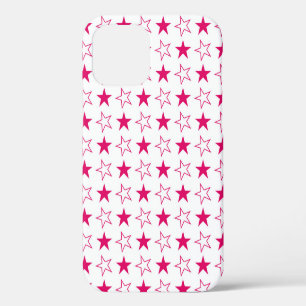 Coque iPhone 12 Motif sans fin d'étoiles colorées, étoiles roses v