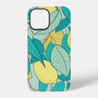 Coque iPhone 12 motif sans soudure avec jardin au citron dessiné à