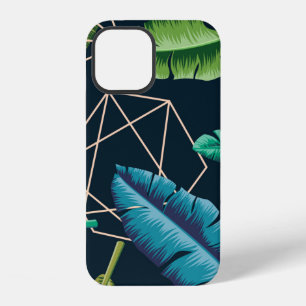 Coque iPhone 12 Motif sans soudure feuille avec li polygonal abstr