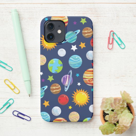 Coque iPhone 12 Motif spatial, Planètes, Étoiles, Cosmos, Galaxie (Sur le bureau)