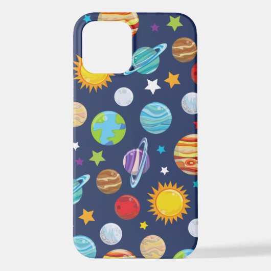 Coque iPhone 12 Motif spatial, Planètes, Étoiles, Cosmos, Galaxie (Verso)