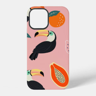 Coque iPhone 12 Motif tendance avec toucan et f tropical abstrait